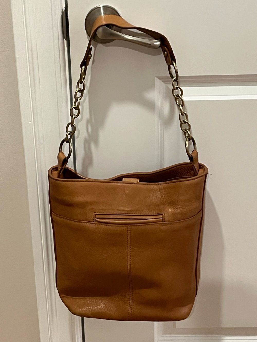 Laundry Leather Bucket Shoulder Bag in Brown